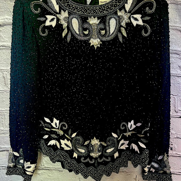 Drapers&damons sequin beaded silk evening top back zipper size PS - Picture 5 of 7